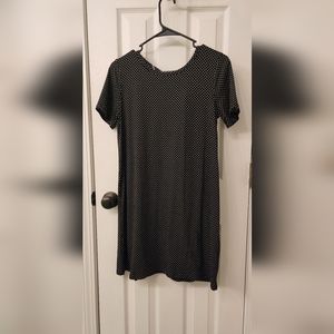 Alya, white poke a dot on black dress, Small